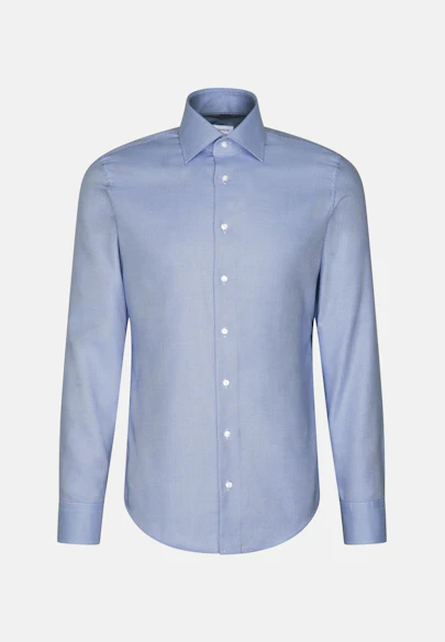 Slim Business shirt Structure in Mittelblau |  Seidensticker Onlineshop