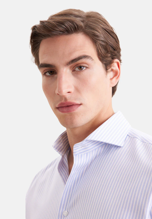 Shaped Business shirt Stripes in Mittelblau |  Seidensticker Onlineshop