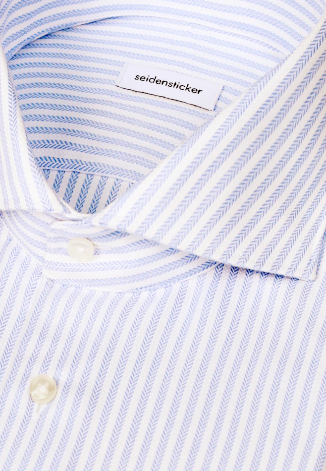 Shaped Business Hemd Gestreift in Mittelblau | Seidensticker Onlineshop