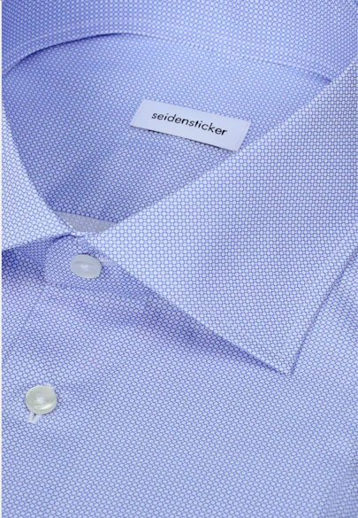 Shaped Business shirt Print in Mittelblau |  Seidensticker Onlineshop