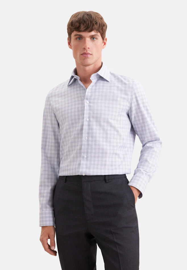 Shaped Business shirt Check in Mittelblau | Seidensticker online shop