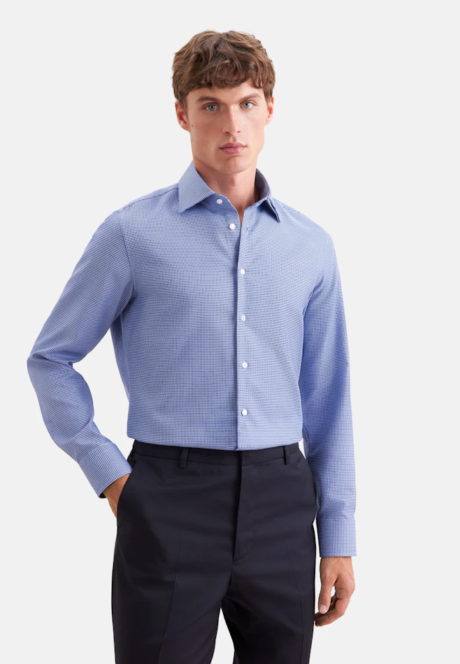 Slim Business Hemd Struktur in Mittelblau | Seidensticker Onlineshop