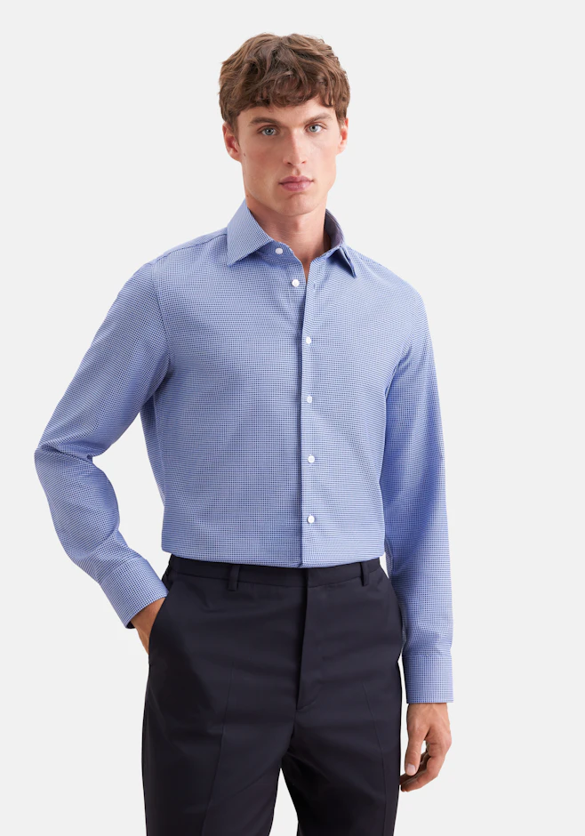 Slim Business Hemd Struktur in Mittelblau | Seidensticker Onlineshop