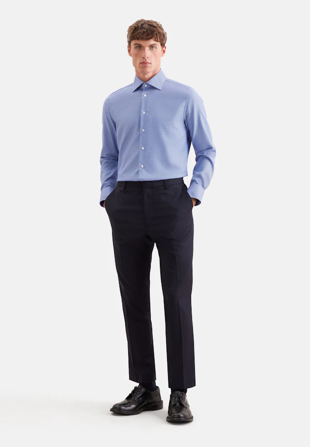 Slim Business shirt Structure in Mittelblau |  Seidensticker Onlineshop