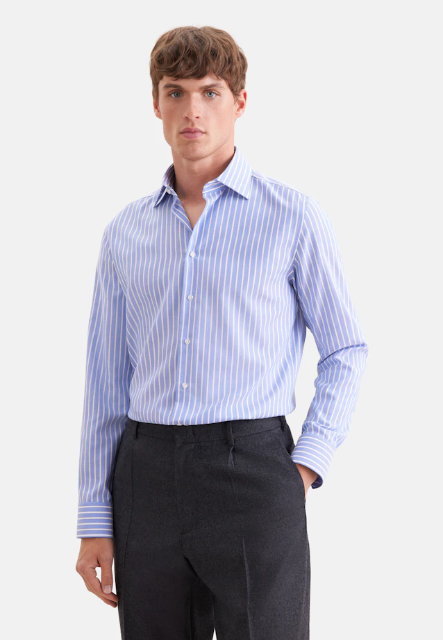 Slim Business shirt Stripes in Mittelblau |  Seidensticker Onlineshop