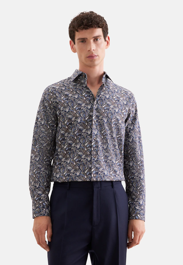 Regular Business shirt Print in Braun |  Seidensticker Onlineshop