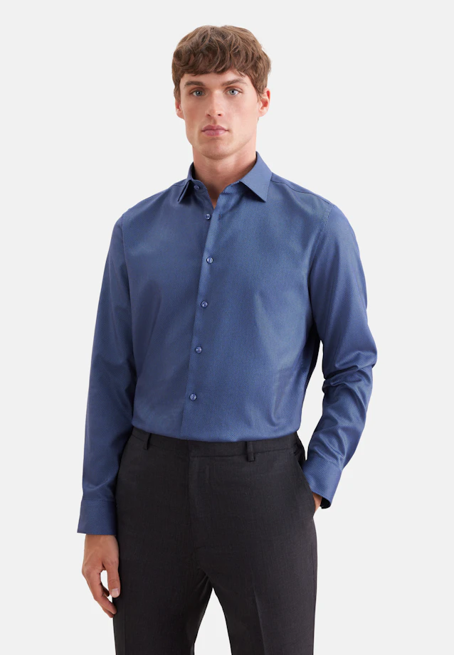 Slim Business Hemd Struktur in Mittelblau |  Seidensticker Onlineshop