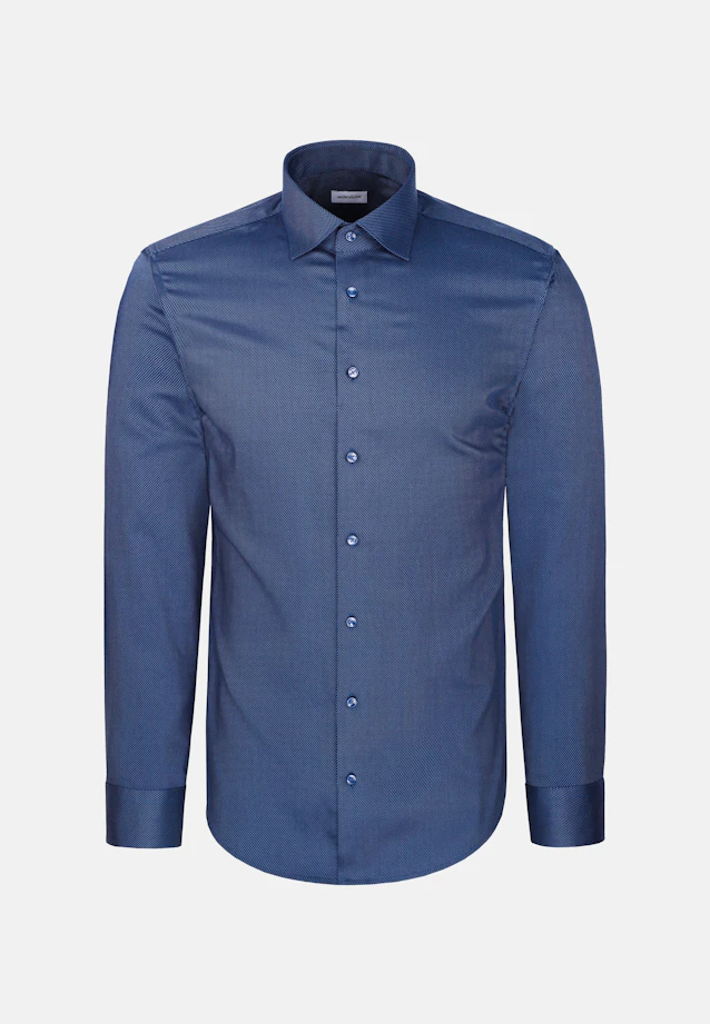 Slim Business Hemd Struktur in Mittelblau |  Seidensticker Onlineshop