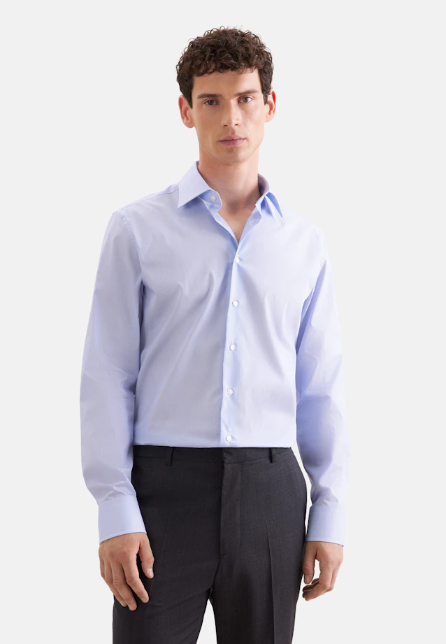 X-Slim Business Hemd Druck in Mittelblau |  Seidensticker Onlineshop