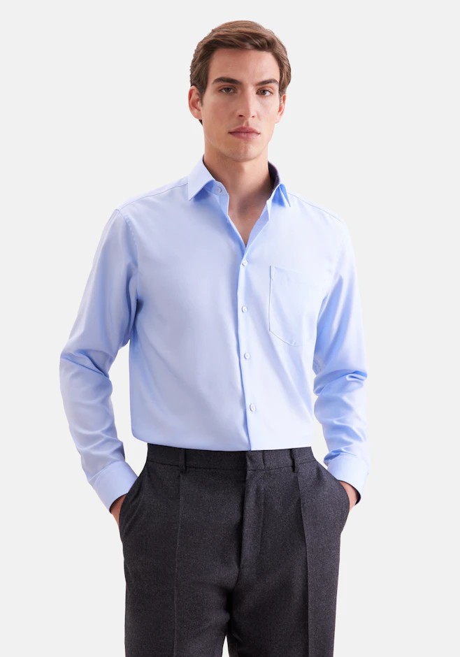 Regular Business Hemd Uni in Mittelblau | Seidensticker Onlineshop
