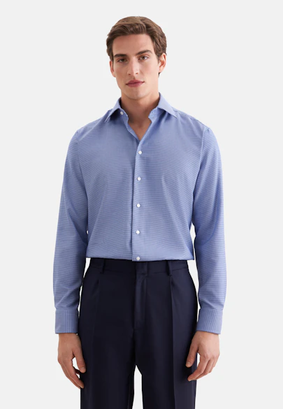 Regular Business shirt Structure in Mittelblau |  Seidensticker Onlineshop