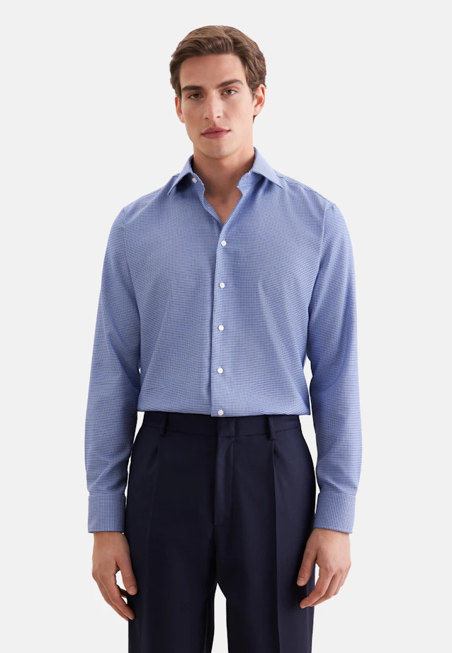 Regular Business shirt Structure in Mittelblau |  Seidensticker Onlineshop