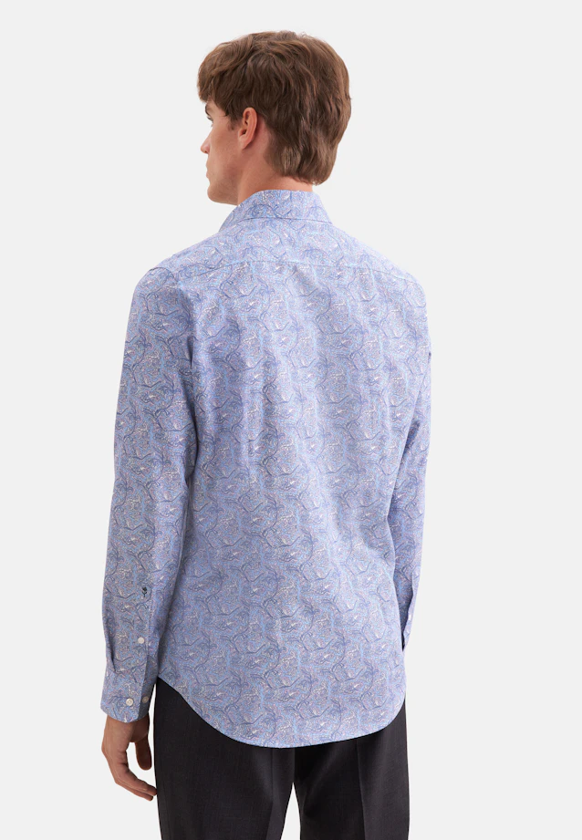 Slim Business shirt Print in Mittelblau |  Seidensticker Onlineshop