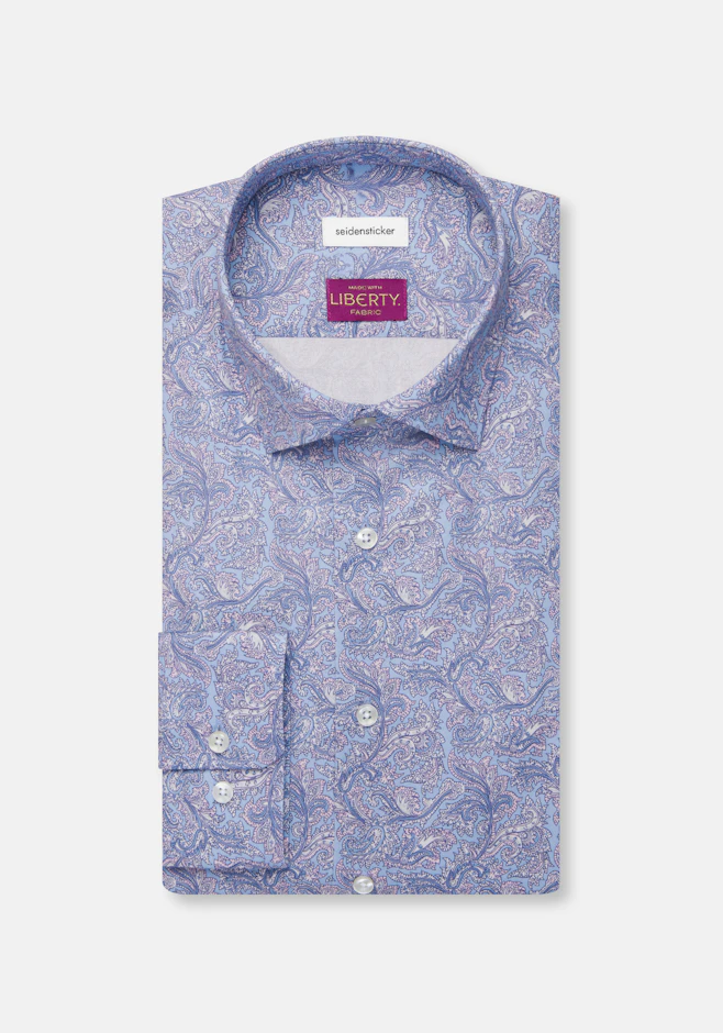 Slim Business shirt Print in Mittelblau | Seidensticker online shop