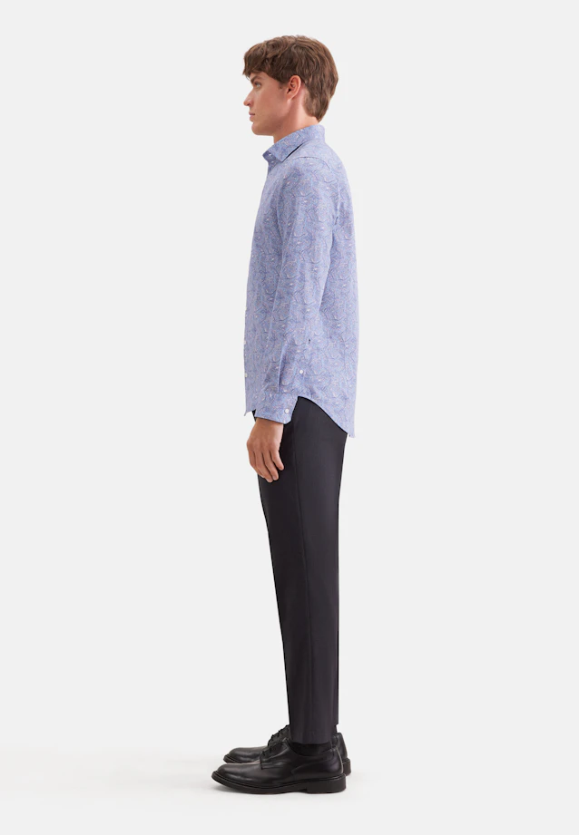 Shaped Business shirt Print in Mittelblau |  Seidensticker Onlineshop
