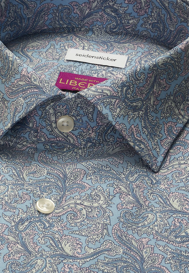 Shaped Business shirt Print in Mittelblau | Seidensticker online shop