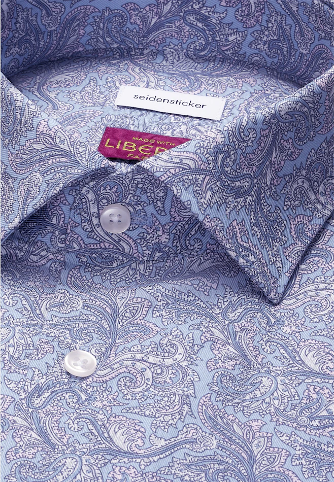 Shaped Business shirt Print in Mittelblau | Seidensticker online shop