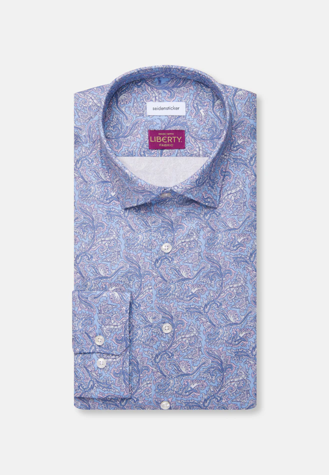 Regular Business shirt Print in Mittelblau | Seidensticker online shop
