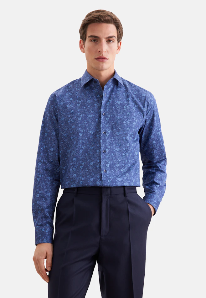 Regular Business shirt Print in Dunkelblau | Seidensticker online shop