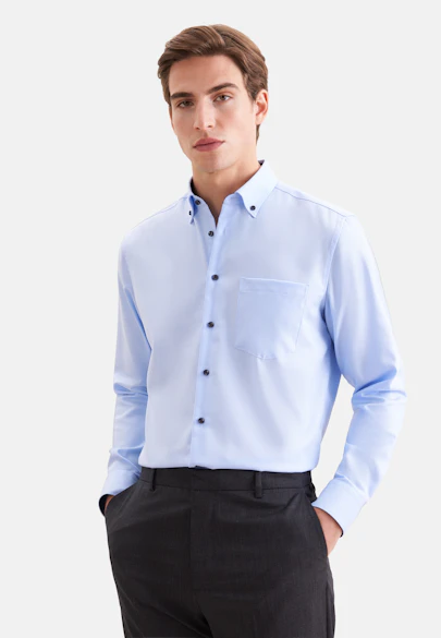 Regular Chemise d'affaires Uni in Bleu Moyen |  Seidensticker Onlineshop