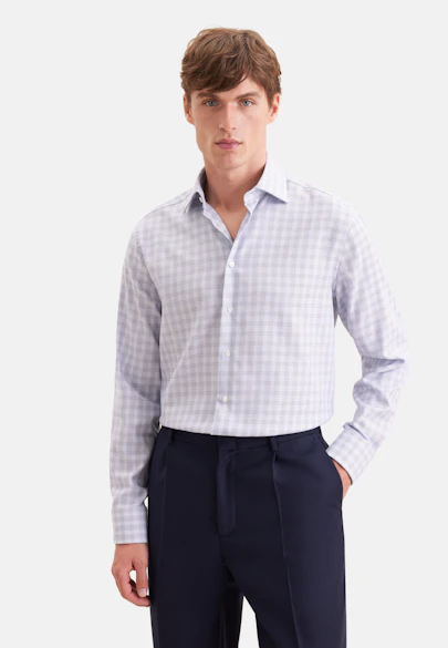 Regular Business shirt Check in Mittelblau |  Seidensticker Onlineshop
