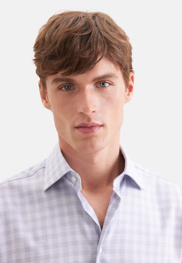 Regular Business shirt Check in Mittelblau |  Seidensticker Onlineshop