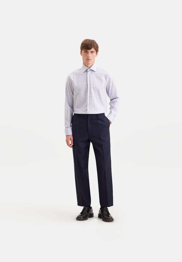 Regular Business shirt Check in Mittelblau |  Seidensticker Onlineshop