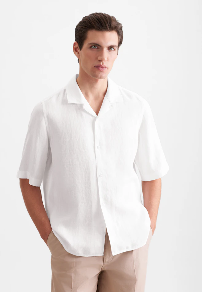 Regular Resort shirt Uni in Weiß | Seidensticker online shop