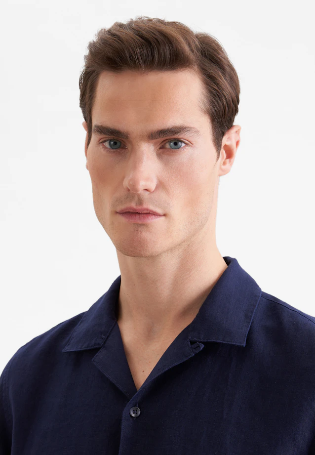 Regular Resort shirt Uni in Dunkelblau |  Seidensticker Onlineshop