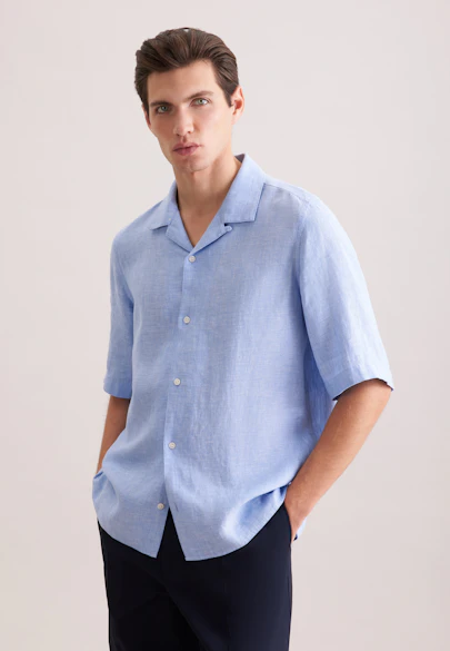 Regular Resort Hemd Uni in Mittelblau |  Seidensticker Onlineshop