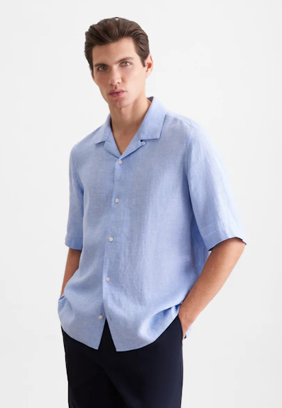 Regular Resort Hemd Uni in Mittelblau |  Seidensticker Onlineshop