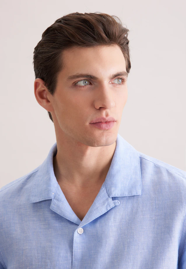Regular Resort Hemd Uni in Mittelblau |  Seidensticker Onlineshop