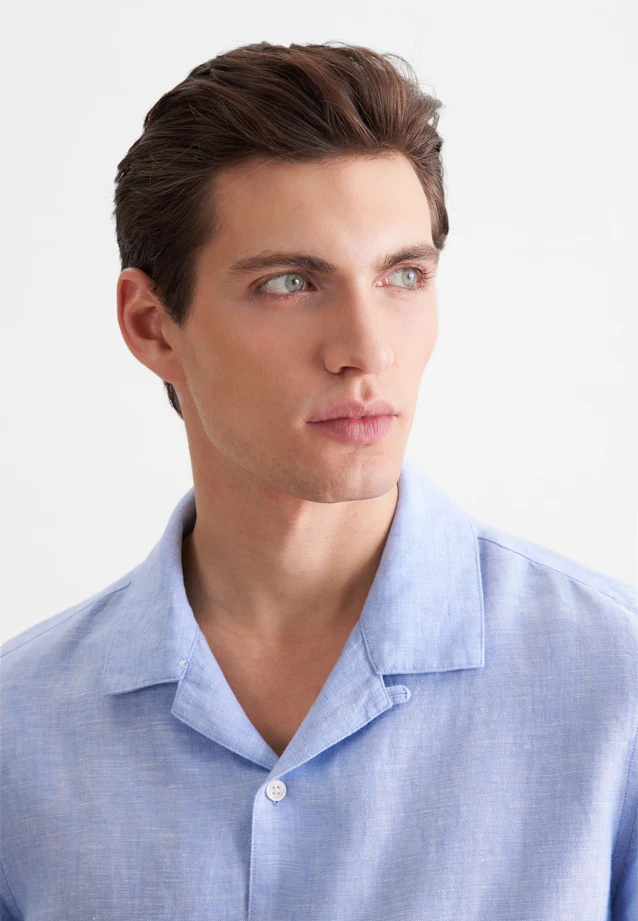 Regular Resort Hemd Uni in Mittelblau |  Seidensticker Onlineshop