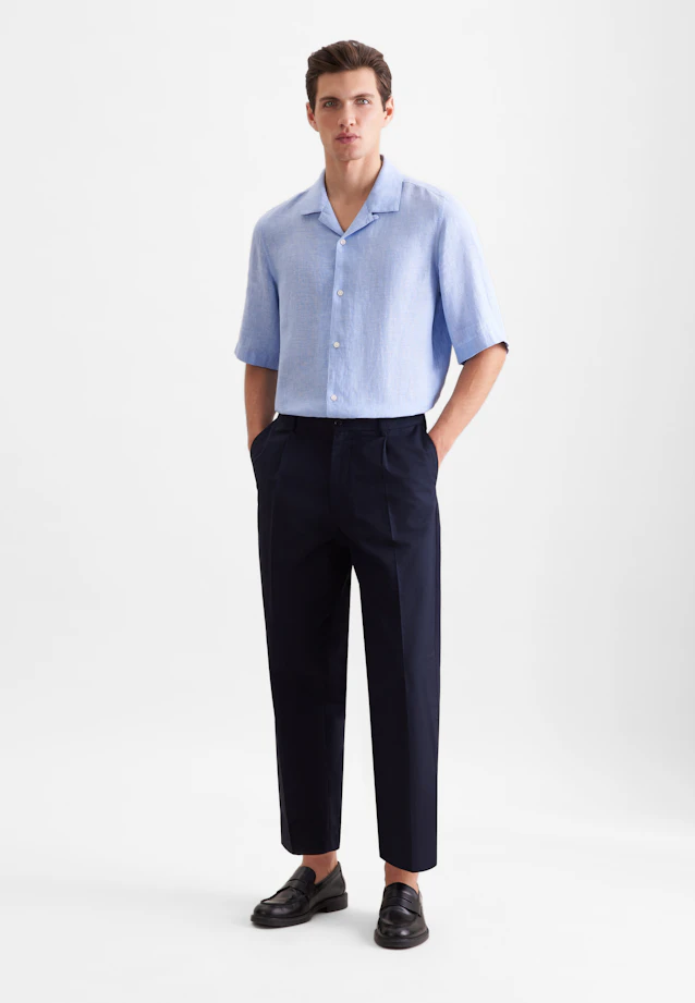 Regular Resort shirt Uni in Mittelblau |  Seidensticker Onlineshop
