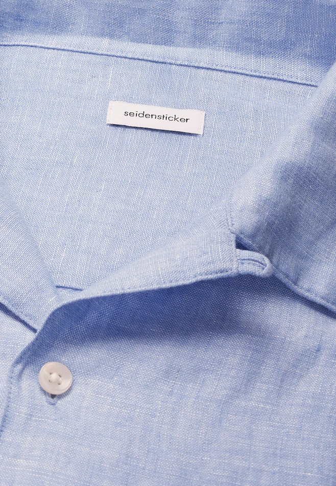 Regular Resort Hemd Uni in Mittelblau | Seidensticker Onlineshop
