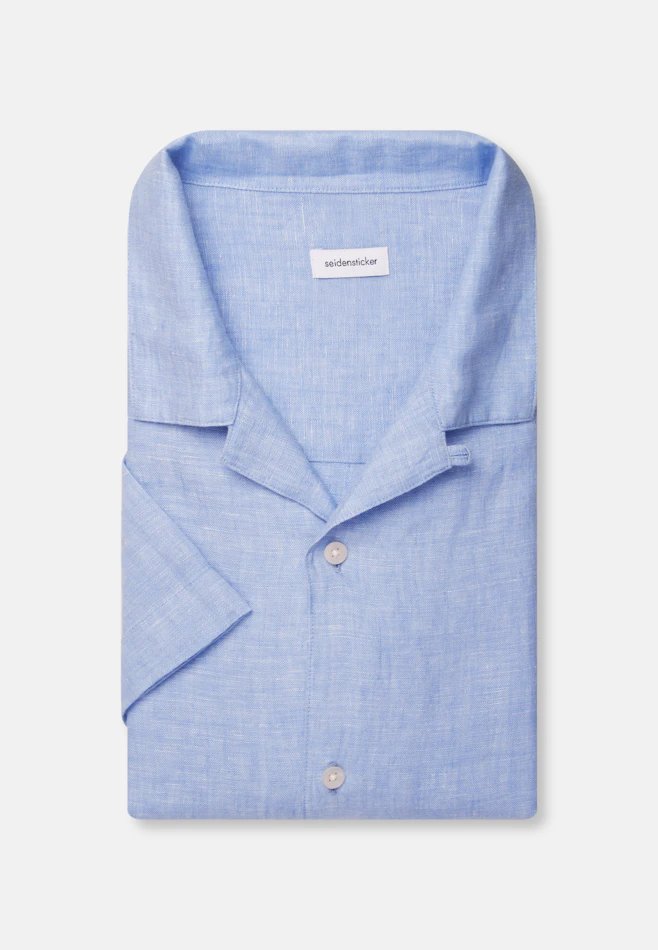 Regular Resort shirt Uni in Mittelblau | Seidensticker online shop