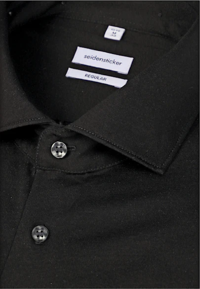 Regular Chemise en jersey Uni in Noir |  Seidensticker Onlineshop