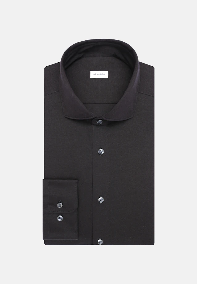 Regular Jerseyhemd Uni in Schwarz |  Seidensticker Onlineshop