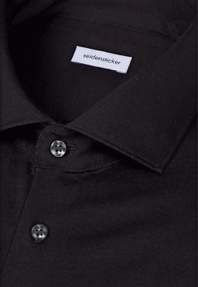 Regular Chemise en jersey Uni dans Noir | Boutique en ligne Seidensticker