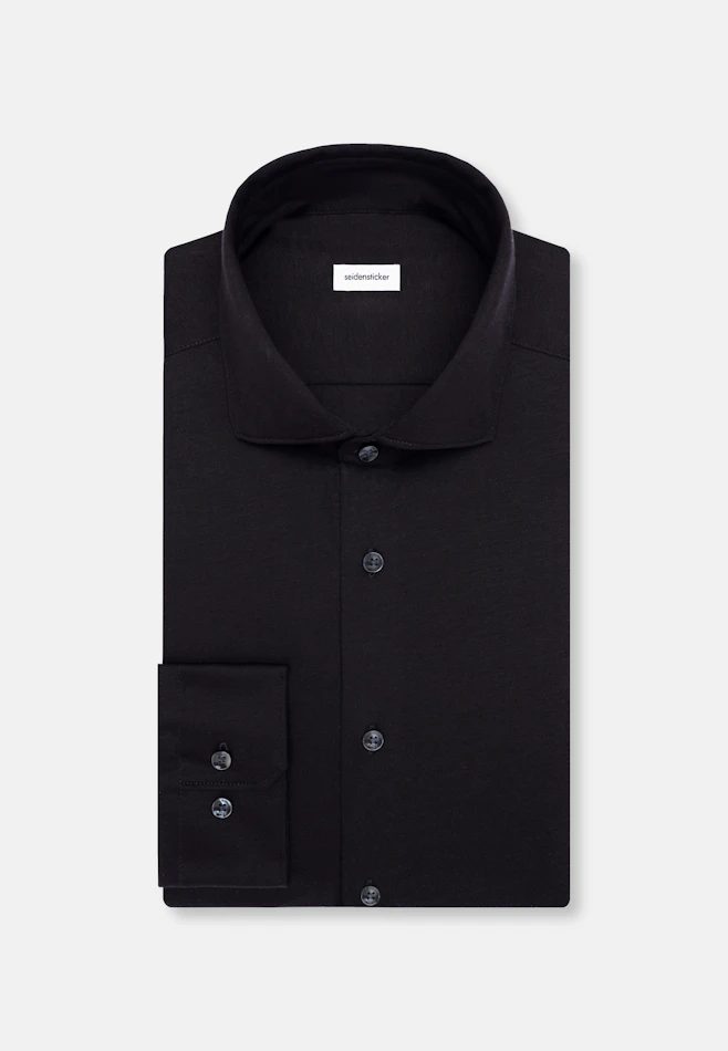 Regular Chemise en jersey Uni dans Noir | Boutique en ligne Seidensticker