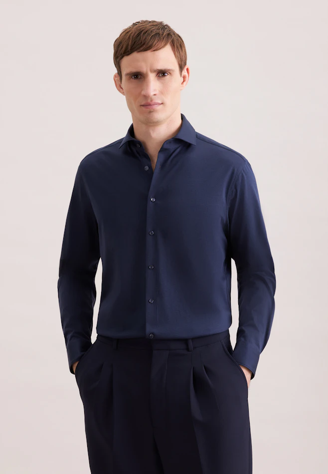 Regular Jerseyhemd Uni in Dunkelblau | Seidensticker Onlineshop