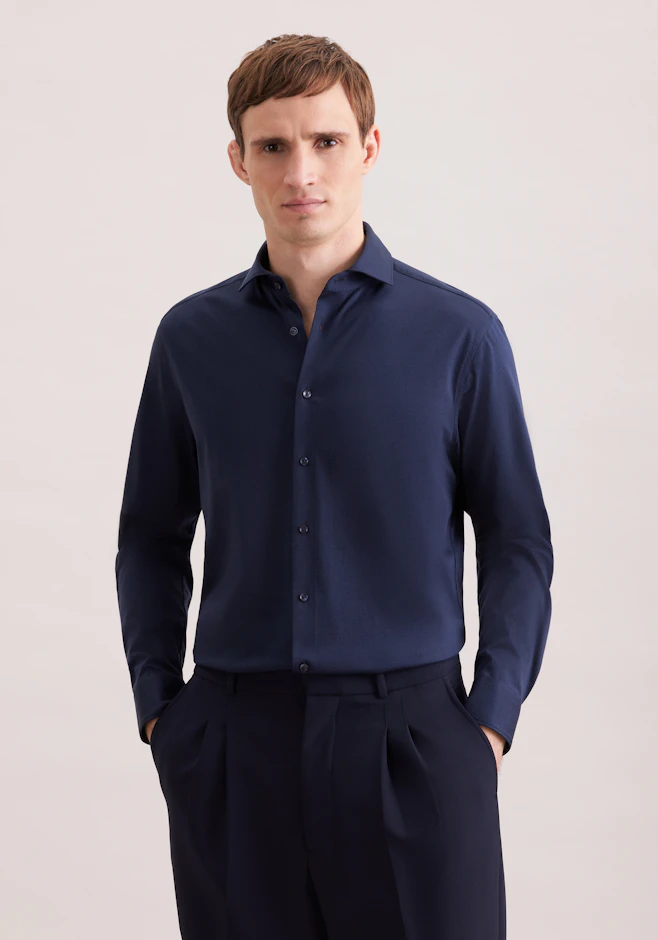 Regular Jerseyhemd Uni in Dunkelblau | Seidensticker Onlineshop