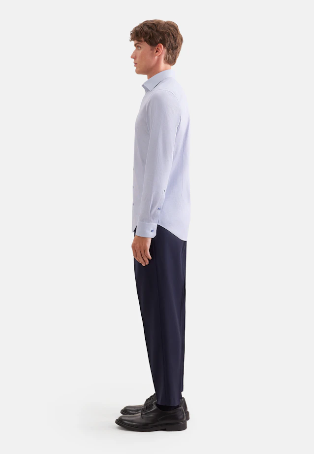 Shaped Business shirt Print in Mittelblau |  Seidensticker Onlineshop