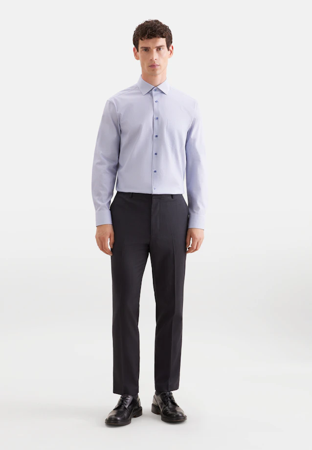 Regular Business shirt Print in Mittelblau |  Seidensticker Onlineshop