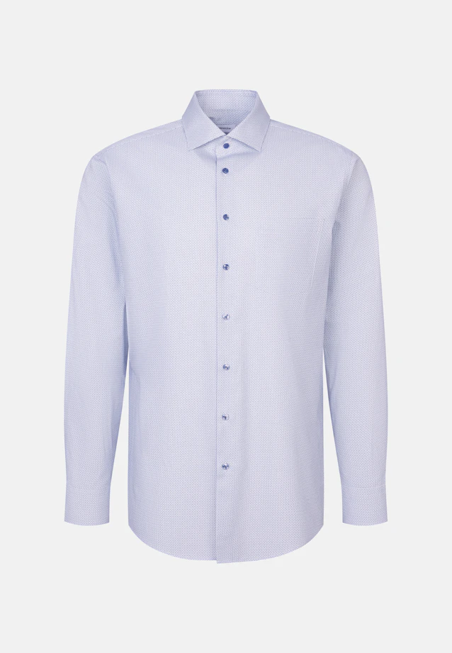 Regular Business shirt Print in Mittelblau |  Seidensticker Onlineshop