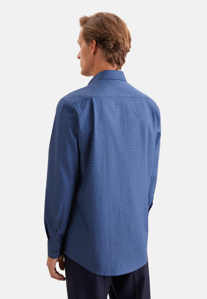Regular Business shirt Print in Mittelblau |  Seidensticker Onlineshop