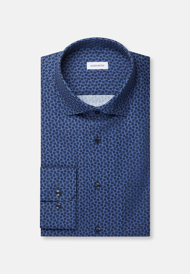Regular Business Hemd Druck in Mittelblau | Seidensticker Onlineshop