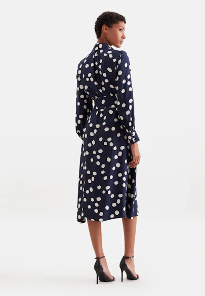 Satin tunic dress with tie belt in Dunkelblau |  Seidensticker Onlineshop