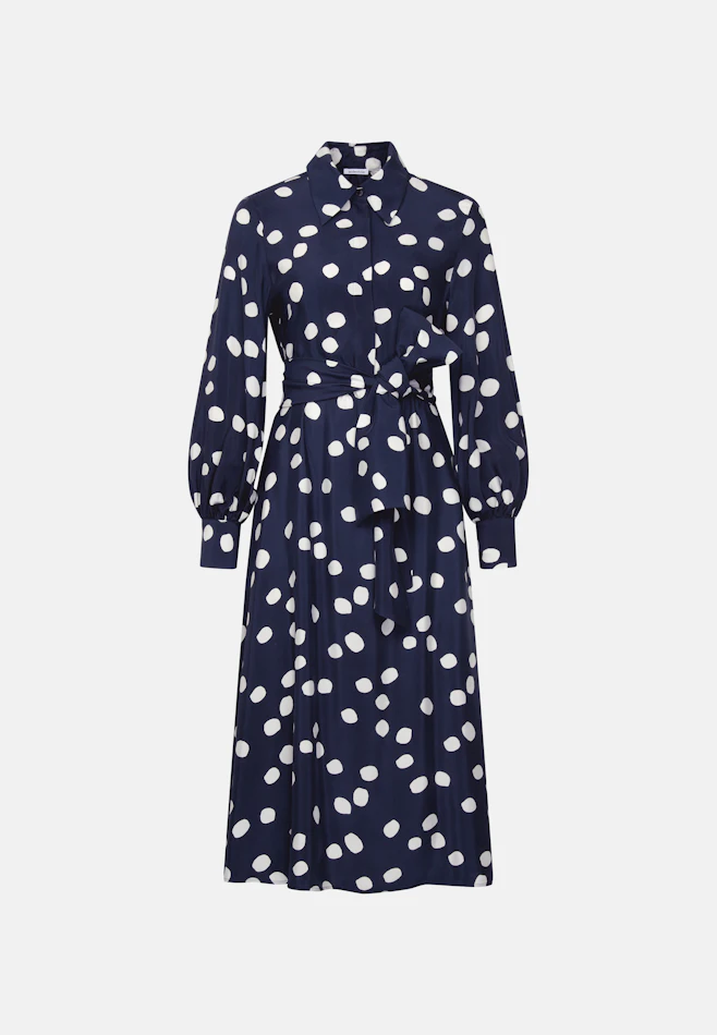 Satin tunic dress with tie belt in Dunkelblau | Seidensticker online shop