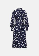 Satin tunic dress with tie belt in Dunkelblau |  Seidensticker Onlineshop